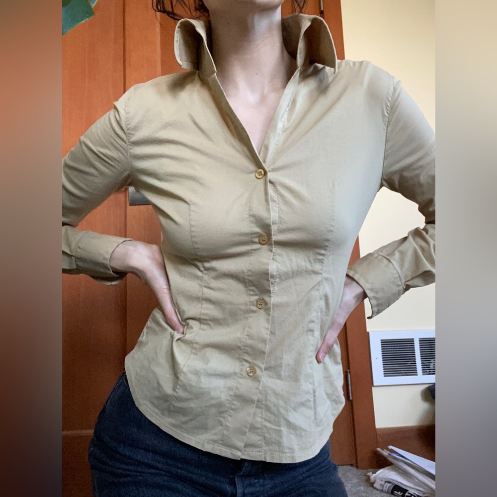 Vintage Sisley Dramatic Collar Button Down - Picture 2 of 10